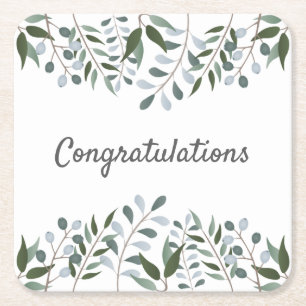 Dessous De Verre Carré Félicitations Eucalyptus Green Floral