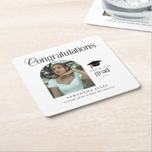 Dessous De Verre Carré Félicitations modernes Photo de diplômé Arche de g