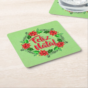 Dessous De Verre Carré Feliz Natal Portugais Joyeux Noël