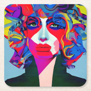 Dessous De Verre Carré Femme Abstraite
