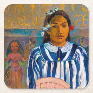 Dessous De Verre Carré Femme avec un ventilateur, Gauguin