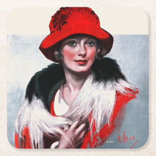 Dessous De Verre Carré Femme dans Red Hat