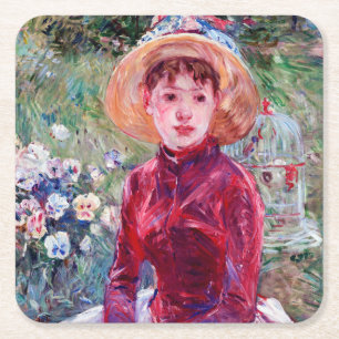 Dessous De Verre Carré Femme en rouge, Berthe Morisot