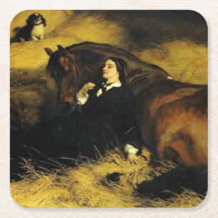 Dessous De Verre Carré Femme et Cheval