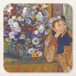 Dessous De Verre Carré Femme et vase de fleurs, Edgar Degas