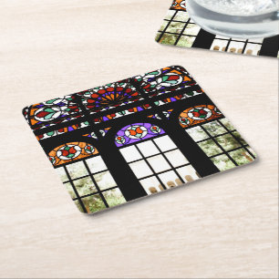 Dessous De Verre Carré Fenêtre en verre coloré