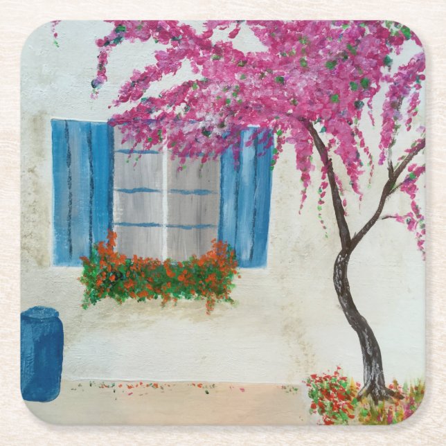 Dessous De Verre Carré Fenêtre grecque   (Devant)