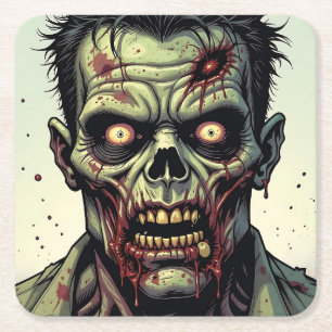 Dessous De Verre Carré Fermer une Pop Art Zombie Halloween