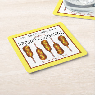 Dessous De Verre Carré Festival du Carnaval de printemps Corn Dog Corndog