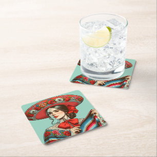 Dessous De Verre Carré Festive Fiesta Mariachi