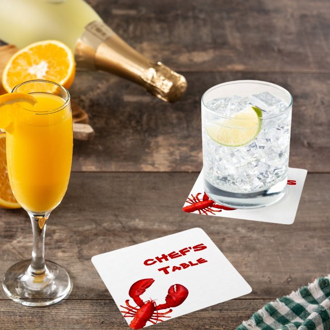 Dessous De Verre Carré Fête à ébullition de langouste rouge blanc (Créateur téléchargé)