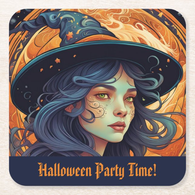 Dessous De Verre Carré Fête à thème Halloween Witch (Devant)