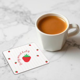 Dessous De Verre Carré Fête bébé très sucrée aux fraises