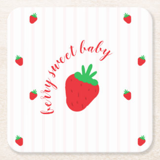 Dessous De Verre Carré Fête bébé très sucrée aux fraises
