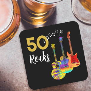Dessous De Verre Carré Fête d'anniversaire des 50 ans de 50 Rocks