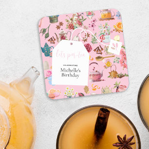 Dessous De Verre Carré Fête d'Anniversaire du Printemps rose de Par Tea