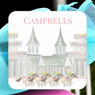 Dessous De Verre Carré Fête de derby aquarelle personnalisée Course de ch