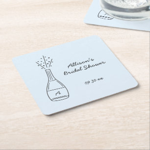 Dessous De Verre Carré Fête de mariage avec bouteille de champagne qui sa