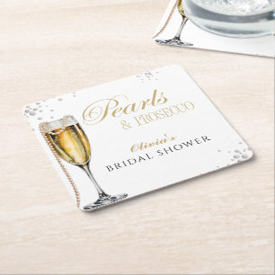 Dessous De Verre Carré Fête de mariage avec perles et Prosecco, Brunch de
