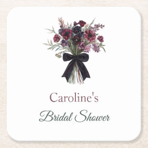 Dessous De Verre Carré Fête de mariage fleurs rouges