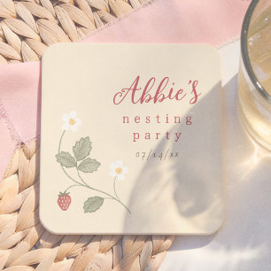 Dessous De Verre Carré Fête de naissance Fille thème Baies & Fleurs emboî