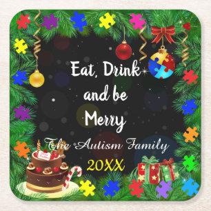Dessous De Verre Carré Fête de Noël autiste