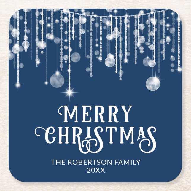 Dessous De Verre Carré Fête de Noël Marine Blue String (Devant)