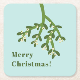 Dessous De Verre Carré Fête de Noël personnalisée Mistletoe