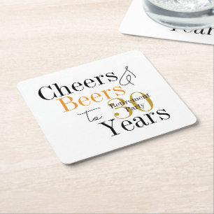 Dessous De Verre Carré Fête de retraite minimale 30 ans Cheers Beers