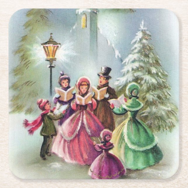 Dessous De Verre Carré Fête des Caroleurs de Noël (Devant)