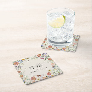 Dessous De Verre Carré Fête des mariées florale Fleur sauvage en pression