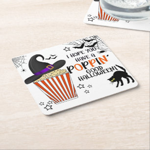 Dessous De Verre Carré Fête d'Halloween avec popcorn pour le goûter ou la