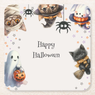 Dessous De Verre Carré Fête d'Halloween pour enfants mignons