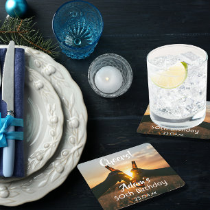 Dessous De Verre Carré Fête du 50e anniversaire pour les gars encourage l