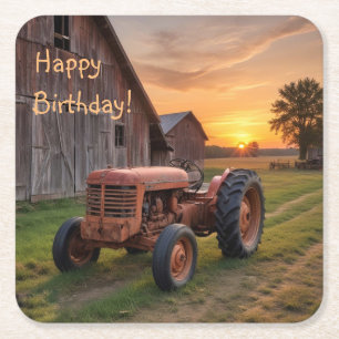 Dessous De Verre Carré Fête du tracteur agricole