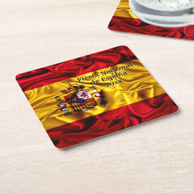Dessous De Verre Carré Fête nationale espagnole, Fête hispanique espagnol (Incliné)