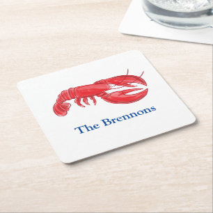 Dessous De Verre Carré Fête personnalisée au homard rouge