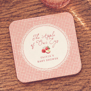 Dessous De Verre Carré Fête Prénatale Apple Of Our Eye Rouge Vichy