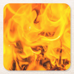 Dessous De Verre Carré Feu et flammes
