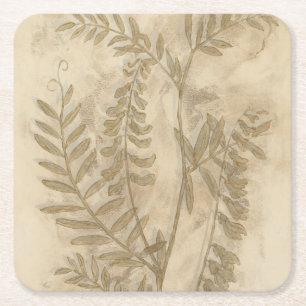 Dessous De Verre Carré Feuillage doré I