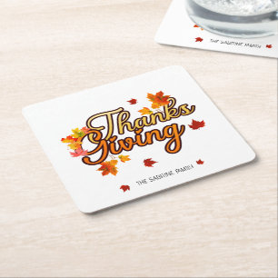Dessous De Verre Carré Feuillage élégant de Thanksgiving automne