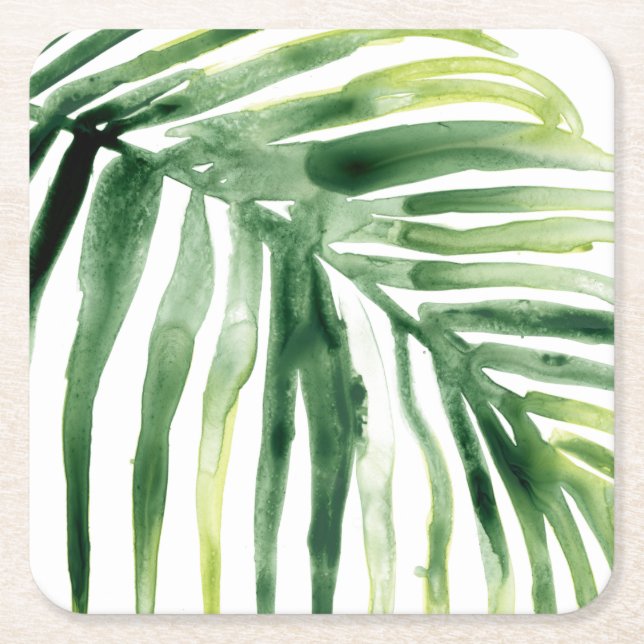 Dessous De Verre Carré Feuille de bijou tropicale (Devant)
