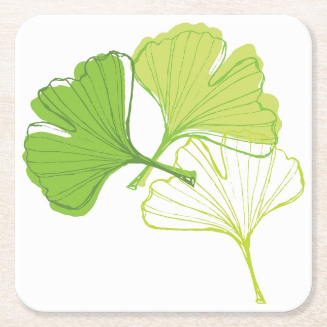 Dessous De Verre Carré Feuille de Ginkgo (Devant)