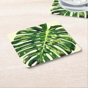 Dessous De Verre Carré Feuille de monstère tropicale
