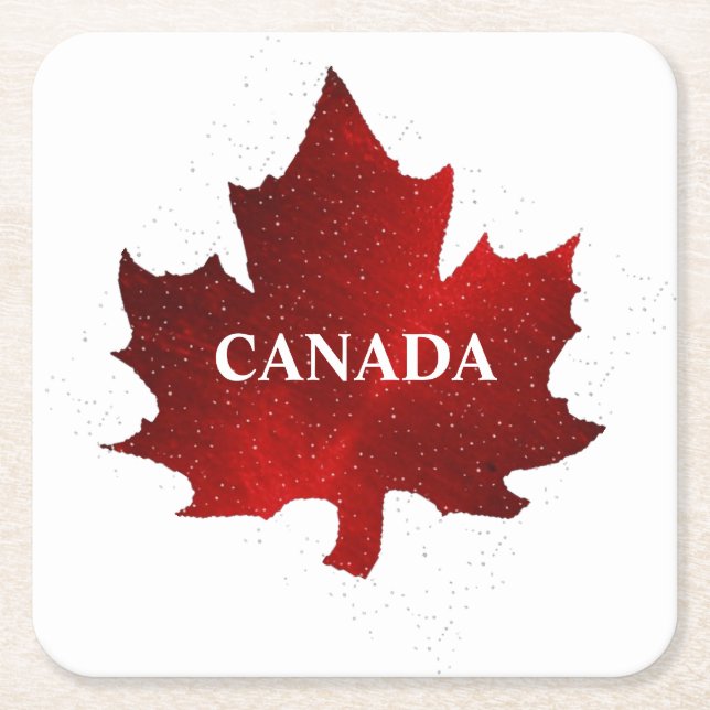Dessous De Verre Carré Feuille d'érable rouge du CANADA (Devant)