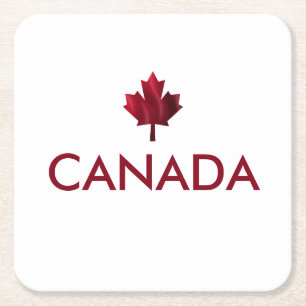 Dessous De Verre Carré Feuille d'érable rouge du Canada