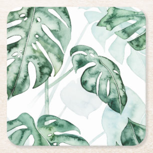 Dessous De Verre Carré Feuille fendue de paume tropicale