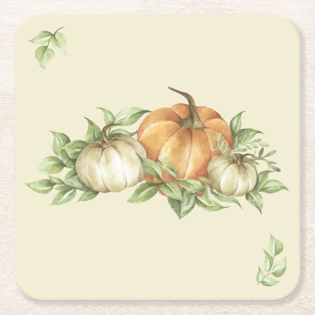 Dessous De Verre Carré Feuilles Citrouilles de Thanksgiving (Devant)