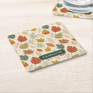 Dessous De Verre Carré Feuilles d'automne personnalisées - Cosy Automne N