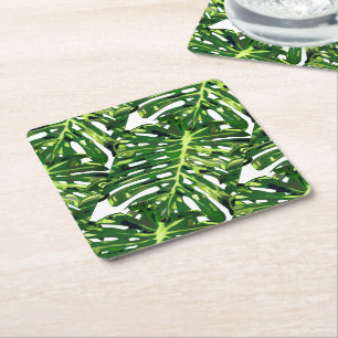 Dessous De Verre Carré Feuilles de Monstera Tropical